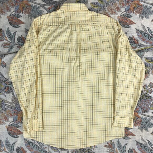 L.L. Bean Yellow Blue Long Sleeve Button Cotton Shirt M Regular - Picture 4 of 8